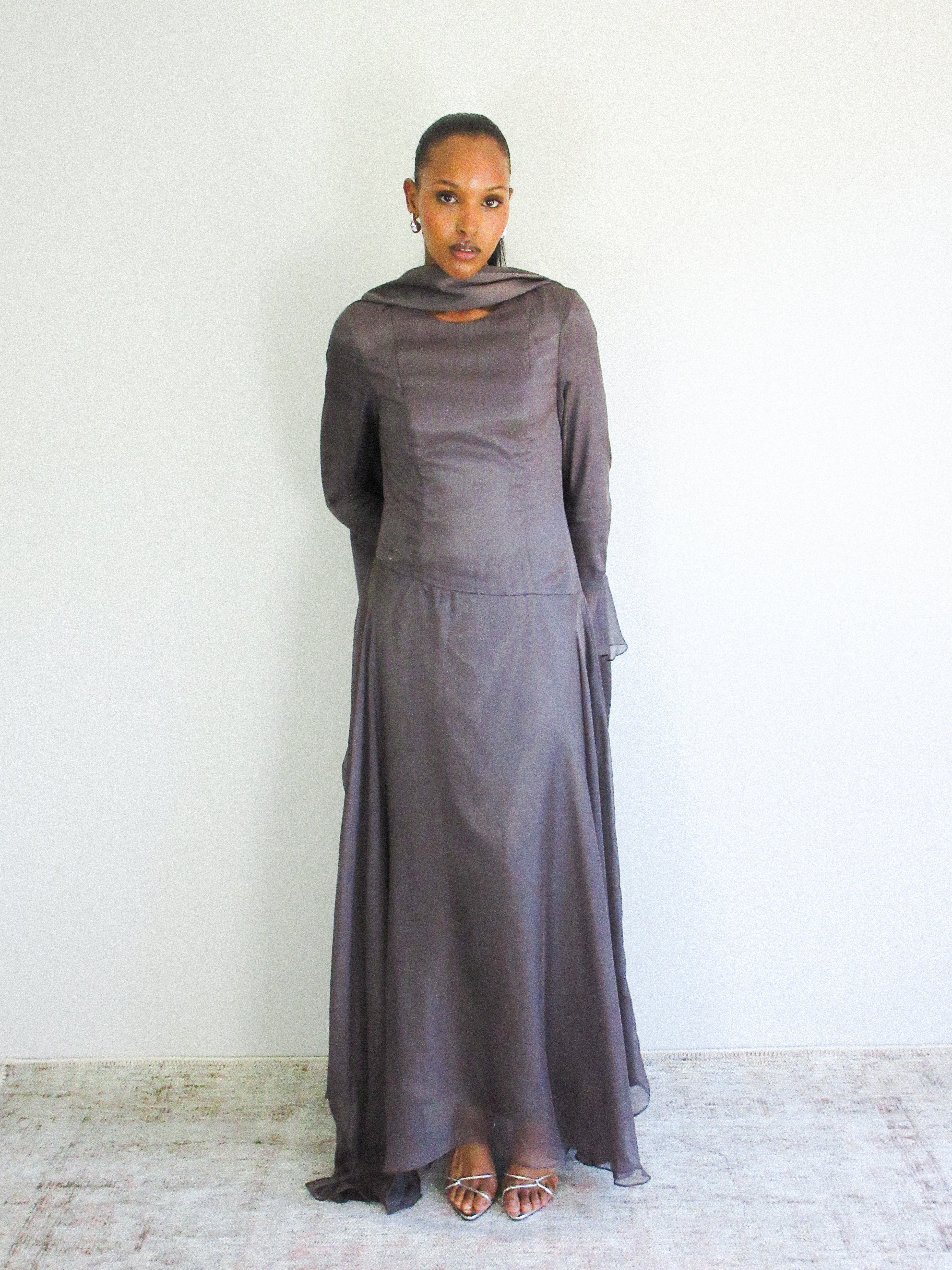 Miragé Silk Chiffon Maxi Dress