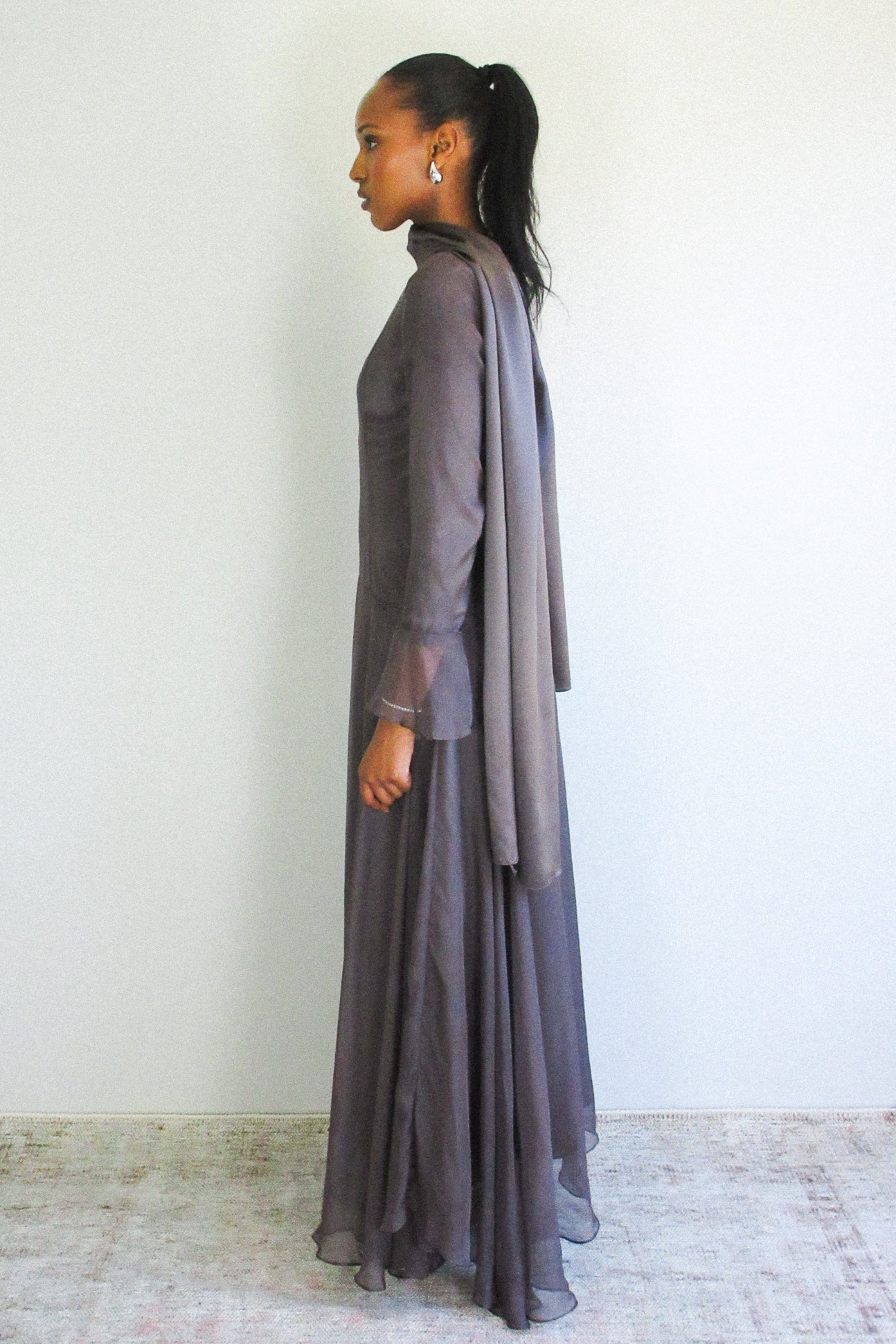 Miragé Silk Chiffon Maxi Dress